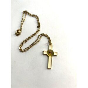 Vintage Gold-Tone Jesus Cross Pendant Necklace